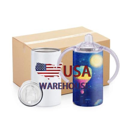 China Sustainable USA Warehouse 12oz Sippy Cup Sublimation Tumblers with 2 Lids Stainless Steel Straight Kid Blanks Sublimation Seamless Sippy Cup for sale