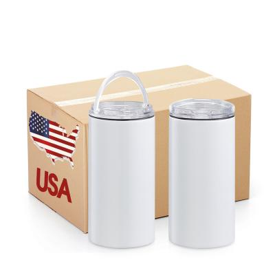 China Sustainable USA Warehouse 16oz Sublimation 4 In 1 Beer Slim Can Cooler Insulated Blanks Sublimation Can Cooler With 2 Lids for sale