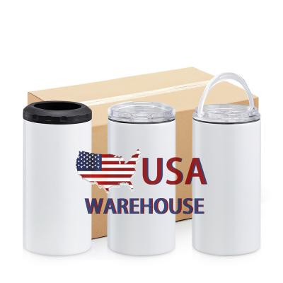 China Sustainable New Arrival 16oz Stainless Steel Sublimation Blanks 4 In 1 Wine Beverage Drink Can Cooler With 2 Lids for sale