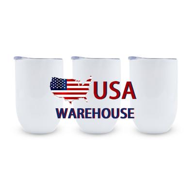 China Sustainable USA Warehouses Free Shipping 12oz Stainless Steel Vacuum Insulation straight Sublimation Blank Wine Tumbler for sale