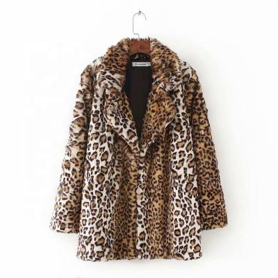 China Autumn Winter Womens Animal Print Breathable Warm Fluffy Leopard Overcoat Long Sleeve Parka Sexy Faux Fur Jacket Coat for sale