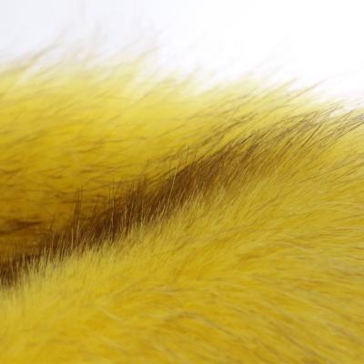 China Wholesale Faux Fox Fur Fabric Long Yellow Hair Faux Fox Fur Fabric for sale