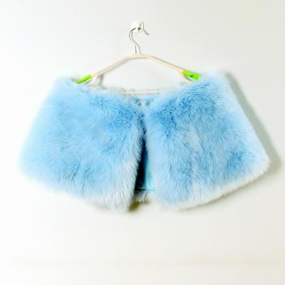 China Women's Eco-Friendly Faux Fur Bridal Shawl Collar Faux Fur Scarf Evening Wrap Cape Blue For Winter Coat for sale