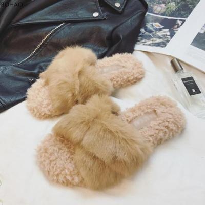 China Other Muiti Colors Hot Sale Women Rabbit Fur Lamb Fur Slippers Slippers for sale