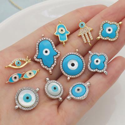 China FASHIONABLE Jewelry 2021women High Quality Eye Charms 18K Gold Plated Turkish Evil Eye Bracelet Pendant Charm for sale