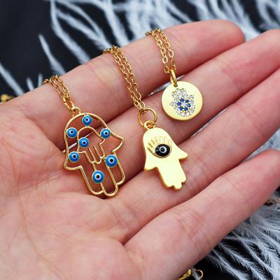 China 2021 Fashion Women Jewelry Custom Necklace 18K Gold Plated Evil Eyes Pendant Necklaces for sale