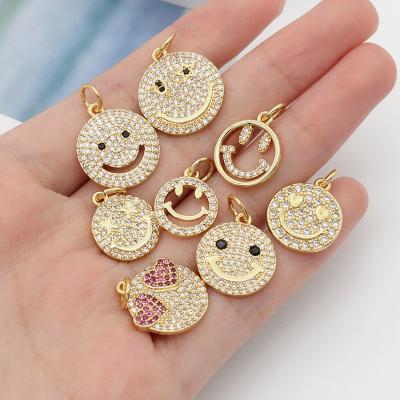 China Wholesale Miss Bling Bling Gold Plated Crystal Custom DIY Jewelry TRENDY Fashion Jewelry Charms Smile Pendant for sale