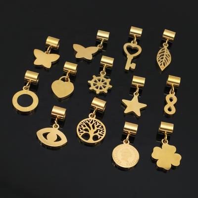 China 2021 TRENDY New Jewelry Necklace Evil Eyes Pendant Charms DIY Gold Plated Stainless Steel Charms Bulk For Jewelry Making for sale