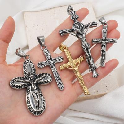 China FASHIONABLE Custom Made Crucifix Necklace Various Prayer Charms Pendant DIY Jewelry Gold Plated Stainless Steel Cross Pendant for sale