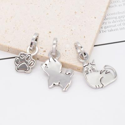 China Women's 925 Sterling Silver Pendant Jewelry Cute Openable Clasp Cat Claw Dog Charm Necklace Pendants Platinum Plated Custom Made TRENDY for sale