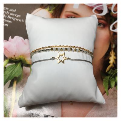 China Fashion Small Size Design For Ladies 925 Sterling Silver In Gold Plating Bangle Set Bracelet With Star Charm for sale