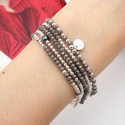 China Wholesale Kid's Girl's Card OEM Summer Gray Handmade Glass Crystal Jewelry Beaded Bracelet Charm for sale