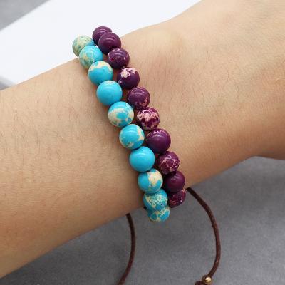 China Map Fashion Jewelry Fit Printing Jasper With Rose Gold Color Plated Hematite Beads Bracelet for sale