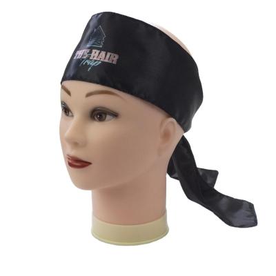 China Satin Customized Frontal Logo Black Customized by Satin Silk Scarf Head Bands Headband or Custom 8*100cm for sale