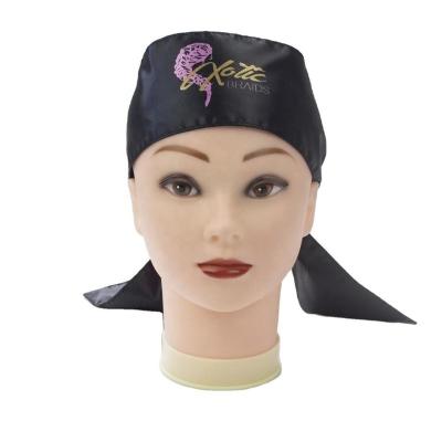 China Custom European and American Style Black Soft Satin Silk Logo Headband Edge Wrap Headbands for Women for sale