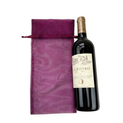 China Recyclable Printed Organza Feather Drawstring Bags Wine In Gift Packing Bags for sale