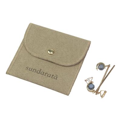 China Jewelry Factory Customized Embossed Faux-Suede Jewelry Packaging Bag Envelope Bag With Snap Button for sale