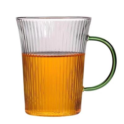 China High Temperature Resistant Green Grain Tea Mug High Borosilicate Glass Modern Vertical Water Cup High Temperature Resistant Tea Cup for sale