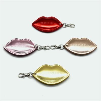 China Bag Decoration Pendant Design New Customized PU Sexy Lips Shape Solid Smooth Key Chain For Bag Luggage Decoration for sale