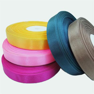 China Wholesale High Tenacity Solid Ribbon Customized Sizes Color Polyester Gift Wrapping Printing Ribbon Tape With Logo for sale