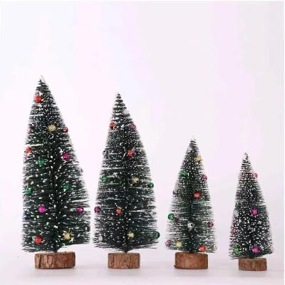 China For Christamas Decoration Wholesale Mini Christmas Tree In Christmas Decoration Supplies Ornament 24 18 21 10cm Flocked Tabletop Ornament for sale