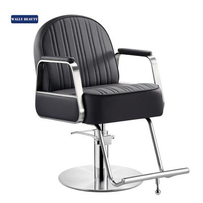 China Wallybeauty modern hair salon furniture black leather stainless steel salon chair for sale