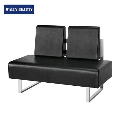 China Black Beautiful Modren 2 Seats Waiting Chair Funiture With Back Used Salon Shop Waiting Room Chairs For Sale WALLYBEAUTY WL-M632 for sale