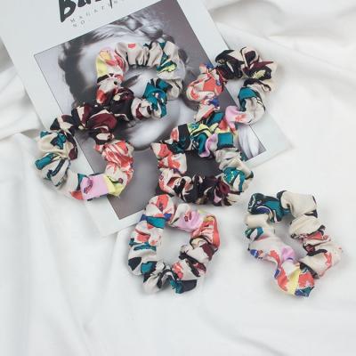 China European and American style hot sale designer Solid Satin Polyester print large custom silk skinny custom printing scrunchies for sale