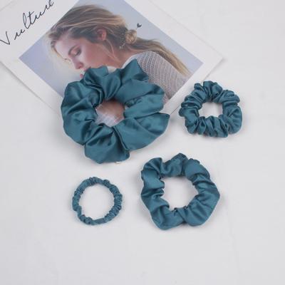 China Polyester Women Fashion Elastic Silk Scrunchies Hair Bands Ties Ponytail Holder Silk Scrunchies Women for sale