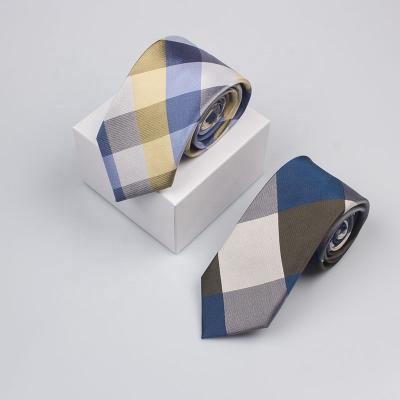 China 2021 100% Polyester Solid Printing Business Style Custom Check Woven Polyester Mens Ties For Suit Te koop