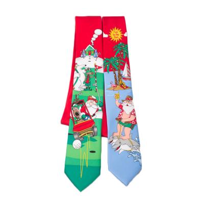 China Custom Polyester New Year Festival Style Print Pattern 100% Polyester Santa Claus Christmas Neck Tie Men Te koop