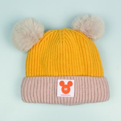 China Keep Warm 2021 Kids Back Ear Knitted Beanies Baby Girls Custom Embroidery Winter Warm Kid Ski Beanies à venda