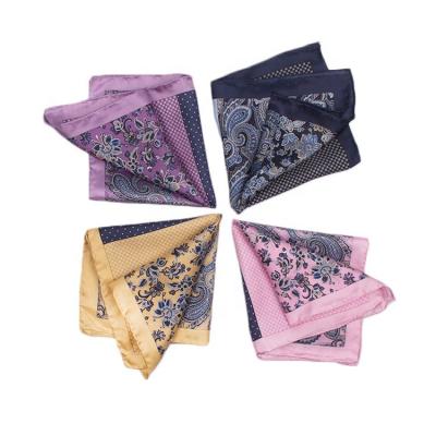 China Hot Selling Classic Silk Screen Printing Pocket Square Printed Handkerchief for sale