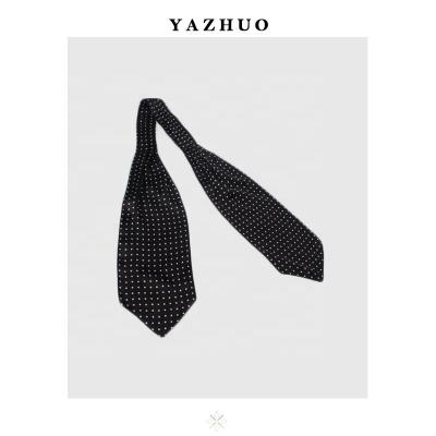 China Hot Sale Tie Dot Design Black And White Twill Polyester Twill Scarf High Quality Black And White Cravat for sale