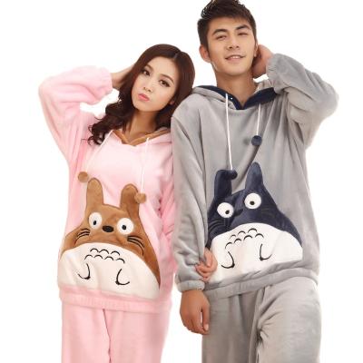 China Foreign Trade Autumn And Winter Lingmao Couples Suit Plus Size Thickened Flannel Long Sleeve Pajamas For Men And Women Customized for sale