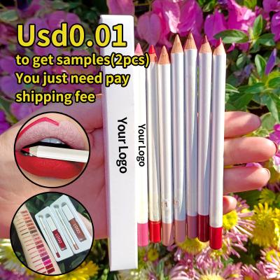 China Private label cosmetics logo waterproof custom lipliners vegan dark brown nude pink lip liner for sale