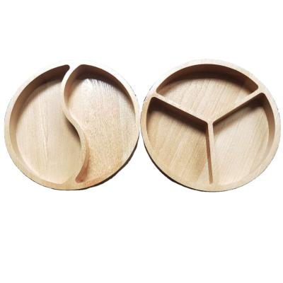 China Wholesale Sustainable High Quality Wooden Dish Dinner Dishes Wooden Food Solid Dishes For Kids for sale