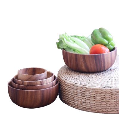 China Wholesale Large Kitchen Serving Mango Salad Bowl Rustic Disposable Customizable Bamboo Wooden Dough Bowl Disposable Bowl for sale