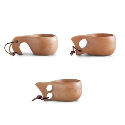 China Kuksa Promotion Handle Mug High Quality High Quality Milk Tea Cup Drinks Outdoor Portable Wooden Cup Coffee Cup Mug For Gift for sale