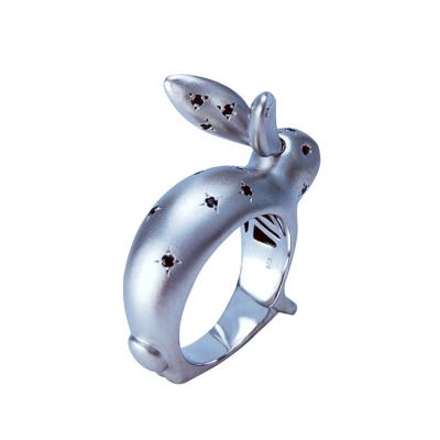 China Cheap Custom Cute Bunny Ring Mini Rabbit Silver Cute 925 Rings For Women for sale