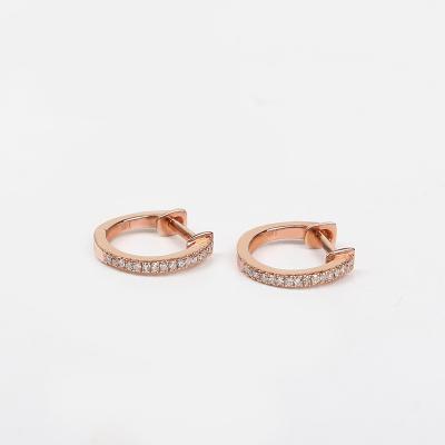 China Romantic 14K Rose Gold Diamond Hoop Earrings Stud Earring Jewelry For Women for sale