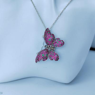 China Other Luxury Korean Style Diamond Necklace Sets Jewelry Butterfly Pendant Necklaces for sale