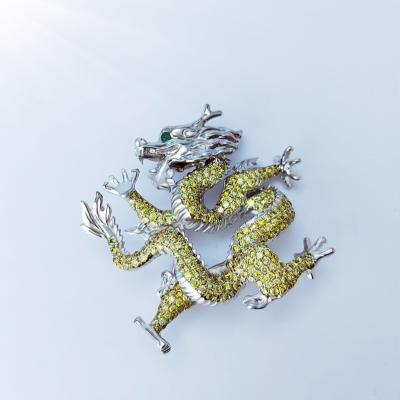 China Environmental Friendly Unique Design 925 Sterling Silver Cubic Zirconia Cubic Zirconia Diamond Dragon Brooch Set Unique Design 925 Sterling Silver for sale