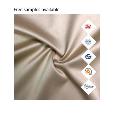 China Waterproof provide free samples. elastic stretch matte spandex silk satin fabric for wedding dress for sale