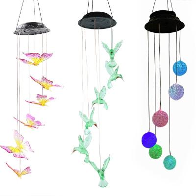 China Long Lasting Longstar 2021 Waterproof Outdoor Solar Powered Wind Chime Hummingbird Hanging Lights for sale