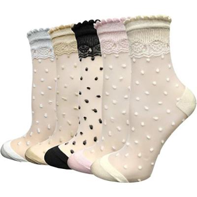 China Low Price Antibacterial Women Lace Up Socks Women White Lace Socks for sale