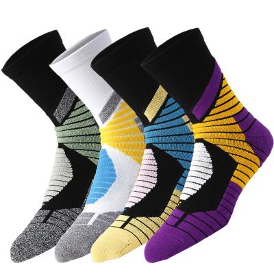 China Custom Made Men Breathable Terry Cushion Sports Socks Low MOQ Logo Crew Training Basketball Tube Running Cycling Elite Athletic for sale