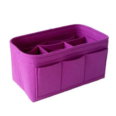 China Large Size Durable Purple Color Felt Bag Insert Handbag Organizer for sale