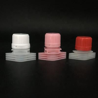 China Non spill 16mm plastic spout cap for luqid soap plastic bag for sale