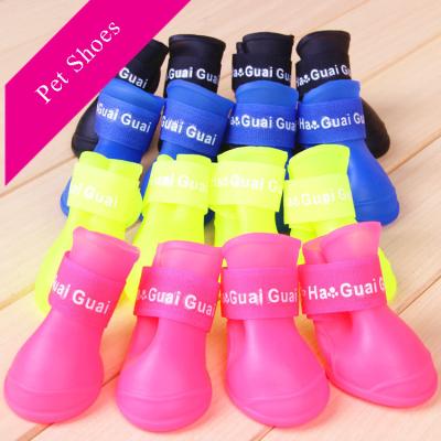 China 4pcs/Set Sustainable Waterproof Dog Shoes Blue/Black/Pink Rubber Rain Boots Shoes For Small Dogs Cat for sale